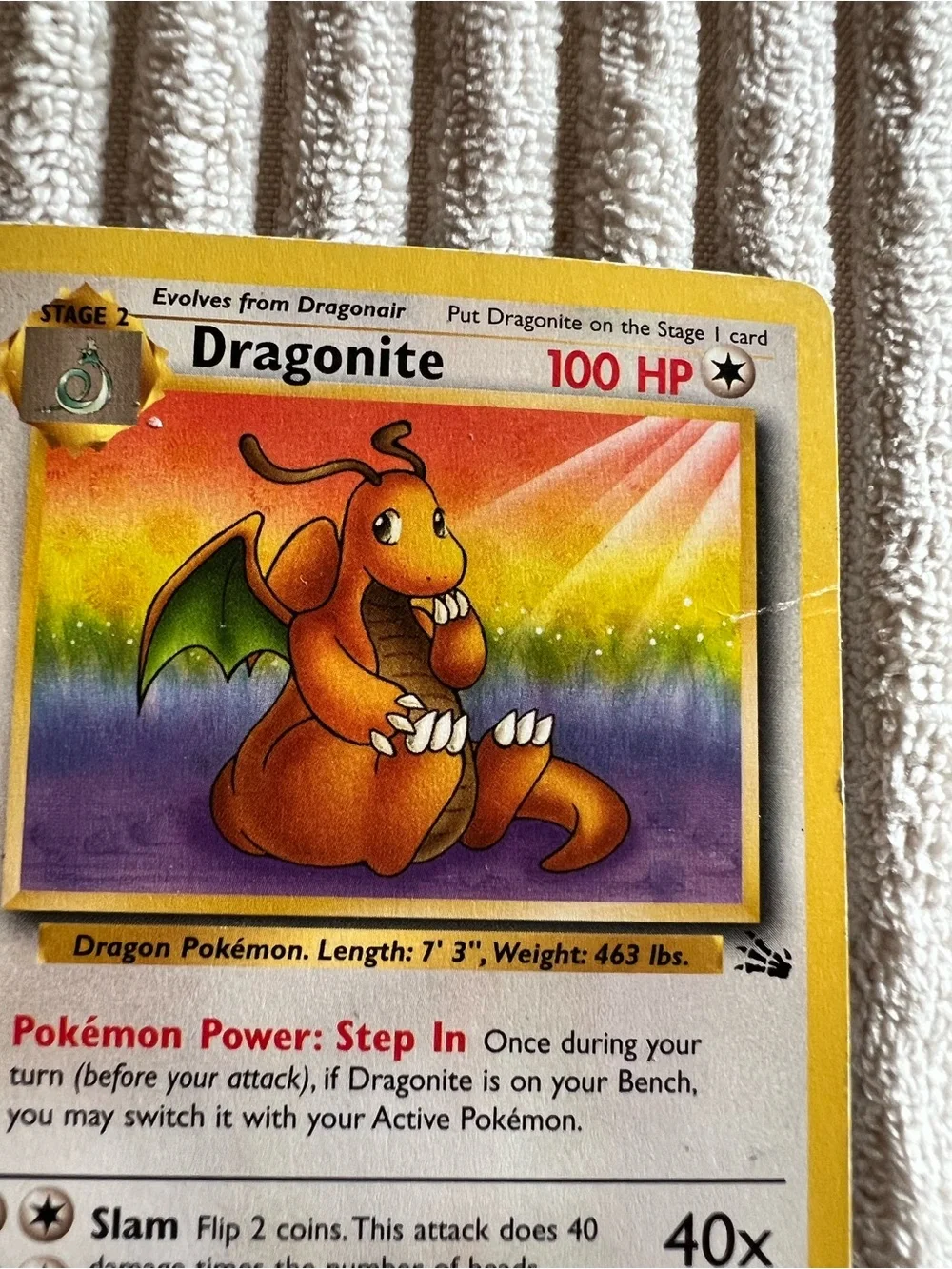 1999 RARE Dragonite 19/62 Fossil Non Holo Pokémon Card